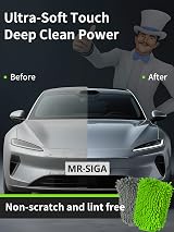 MR.SIGA Microfibre Car Wash Mitt 2 Pack Dual-Color Green Grey view 5