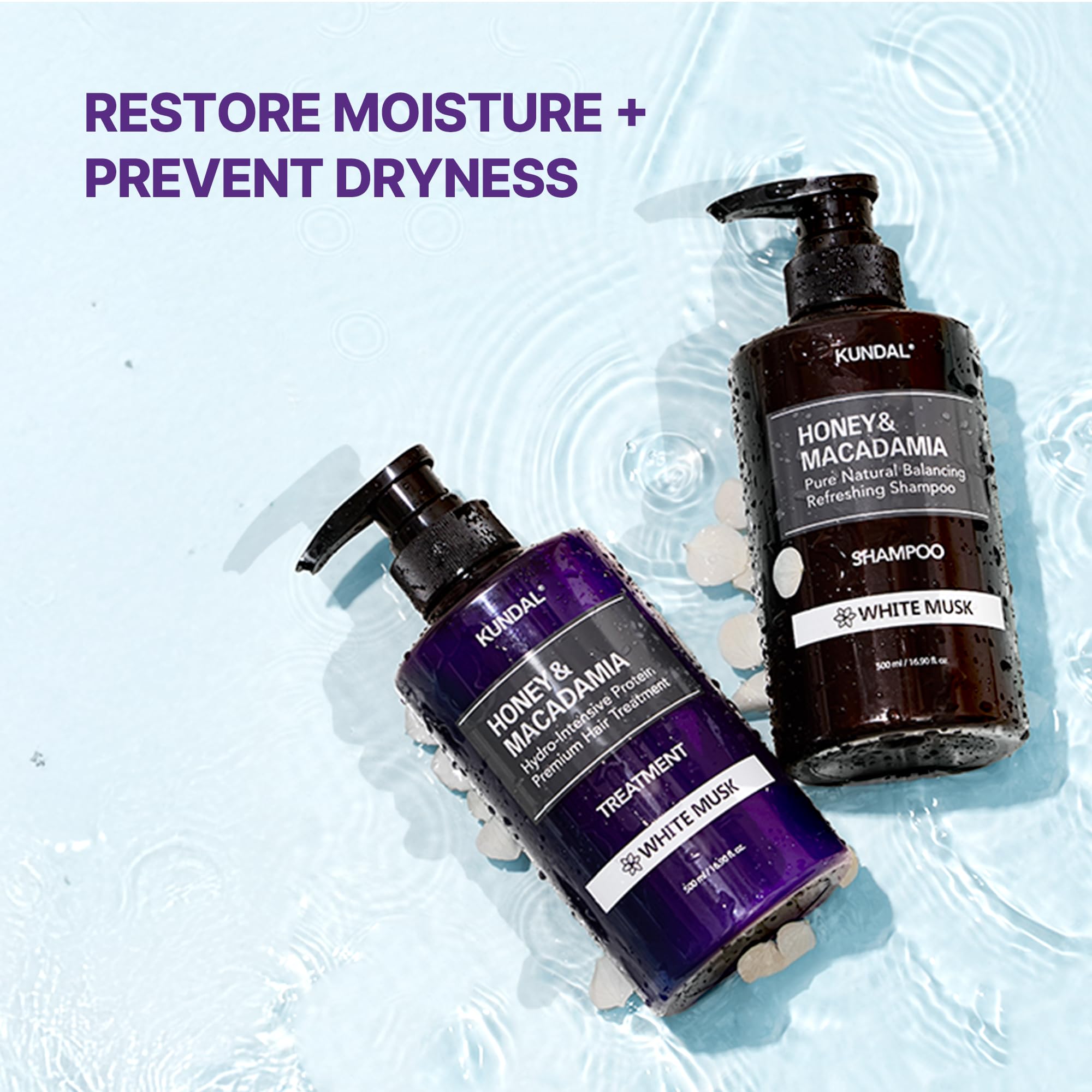 KUNDAL Korean Shampoo and Conditioner Set [Cherry Blossom] Salon-quality, Long Lasting Scent, Moisturizing, Sulfate-Free, Argan & Macadamia Oil, Korean Hair care, For all hair types, 16.9 fl oz each