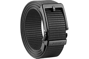 JUKMO Men's 1.5" Ratchet Belt - No Hole Adjustable Pin-Look Buckle for Jeans & Chinos | Trim-to-Fit Nylon Webbing