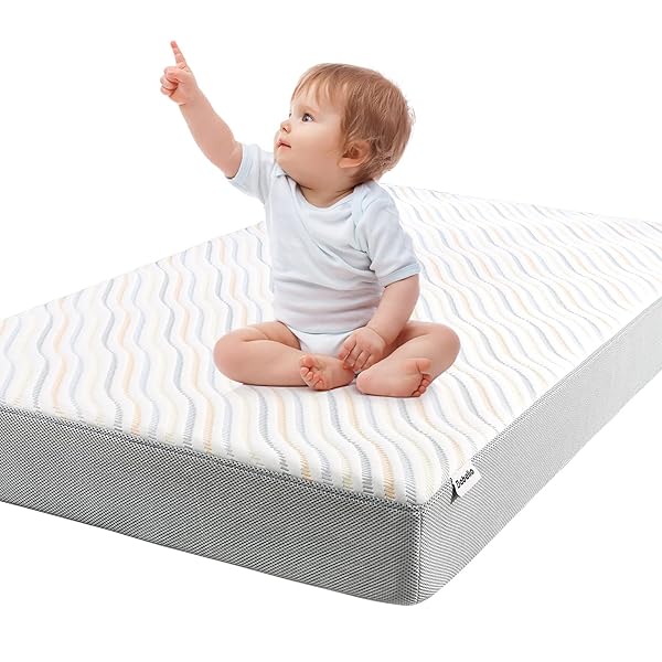 BABELIO BIOBASED CRIB AND TODDLER MATTRESS DUAL-SIDED, CERTIPUR-US, REMOVABLE WATERPROOF AND MACHINE-WASHABLE COVER, 52″X27.5″X5″