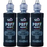 TULIP Puff Fabric Paint, 4 fl oz 3-Pack, Permanent Fabric Paint for Clothes &amp; DIY Projects, Shiny Black