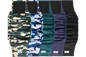 VUNCESSIN Reusable Dog Diapers Male, Premium Washable Belly Bands for Male Dogs, Pack of 5, High Absorbing Small Male Dog Wraps for Doggie & Puppy in Incontinence or Excitable Urination and Training(S)