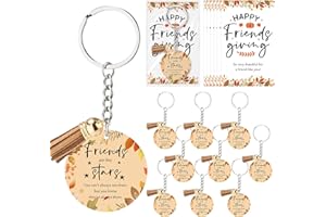Nosiny 20 Set Friendsgiving Party Favors Bulk Acrylic Friendsgiving Keychains with Tassels Happy Friendsgiving Card for Friends (Star)