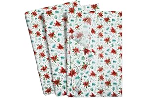 ETHANBERG 120 Sheets Christmas Gift Wrapping Tissue Paper Bulk, Winter Red Floral Tissue Paper for Gift Bags, Decorative Art Papers for DIY Crafts Winter Holiday New Year Christmas Party Decor, 20x14 Inches