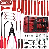 Wetado 200Pcs Trim Removal Tool Kit Car Panel Fastener Pliers Red