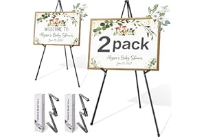 VAIIGO 63" Display Easel Stand - 2Packs Art Easels for Wedding Sign Poster Stand Folding Floor Adjustable Metal Black Easel Instant Tripod Easel for Painting Wedding Welcome Sign Stand