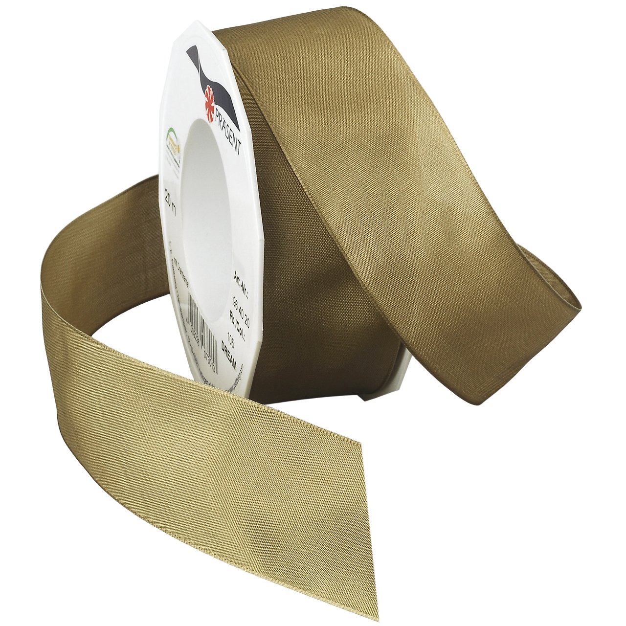 C.E. Pattberg Wired Ribbon, Polyester, Duty Beige, 40mm-20m