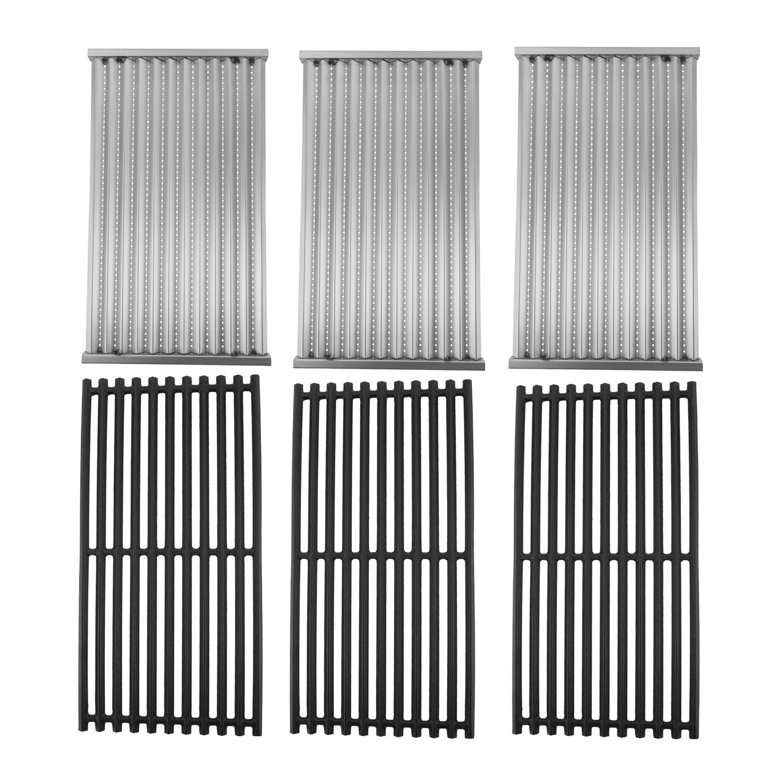 SafBbcue Cast Iron Cooking Grates and Infrared Emitter Replacement for Charbroil Infrared Grills 463241013 463243812 463246909 463262210 463270610 463273614 466241013 466247110 (Set of 3)
