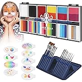 Anka Bella Professional Face Painting Kit,12X10gm Water Based Cake Face Paint with Stencil & Brushes,Hypoallergenic Safe & Non-Toxic,Gift for Birthday Parties/Halloween/Christmas