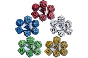 QIAN SIMAI 35Pieces DND Dice Set| Carving Dice Polyhedral Dice Set for Board Game