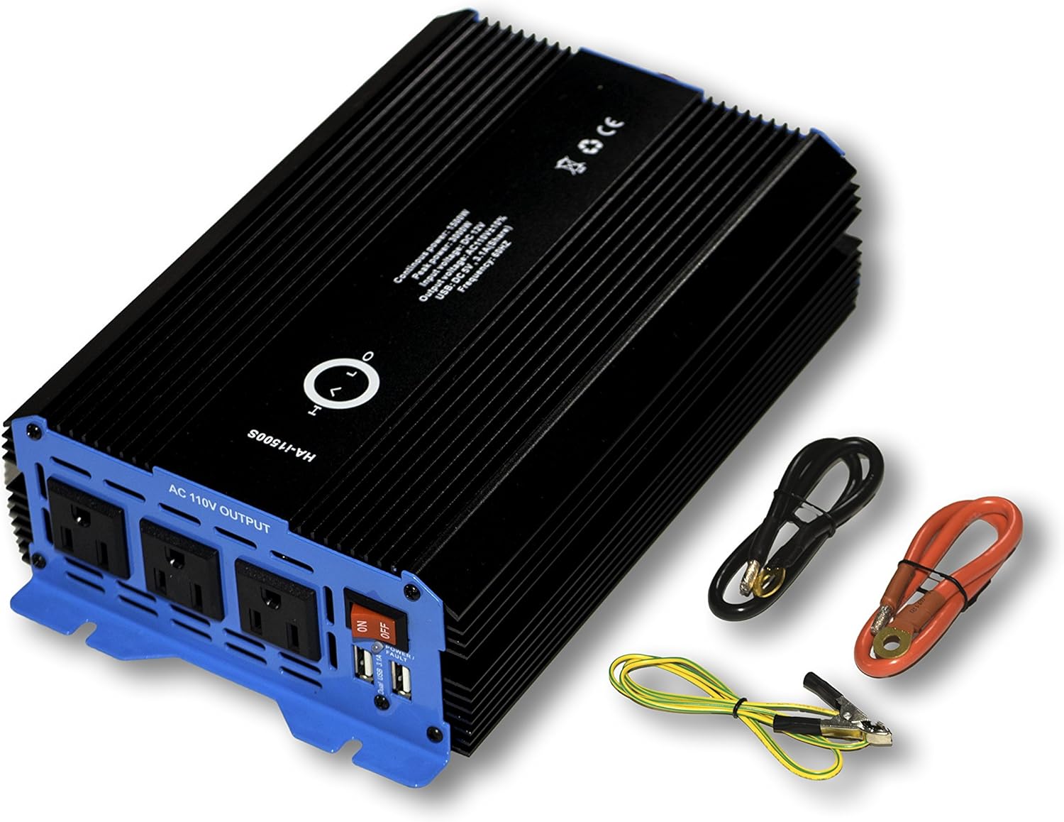 Halo Automotive 1500 Watt Power Inverter 12V DC to 110V AC 3 Outlets and 2 USB Ports: Garden & Outdoor