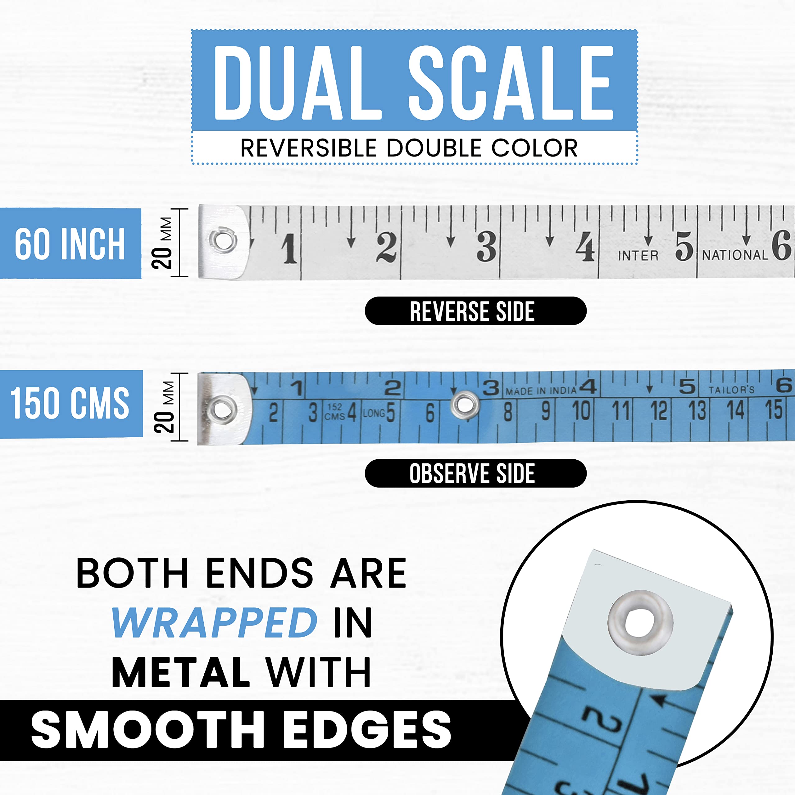 Raajsee Fabric Tape Measure Body Measuring Tape, Soft Fabric Measuring Tape for Sewing Cloth & Weight Loss Medical Body Measurement Nursing Craft 60 inch/150 cm