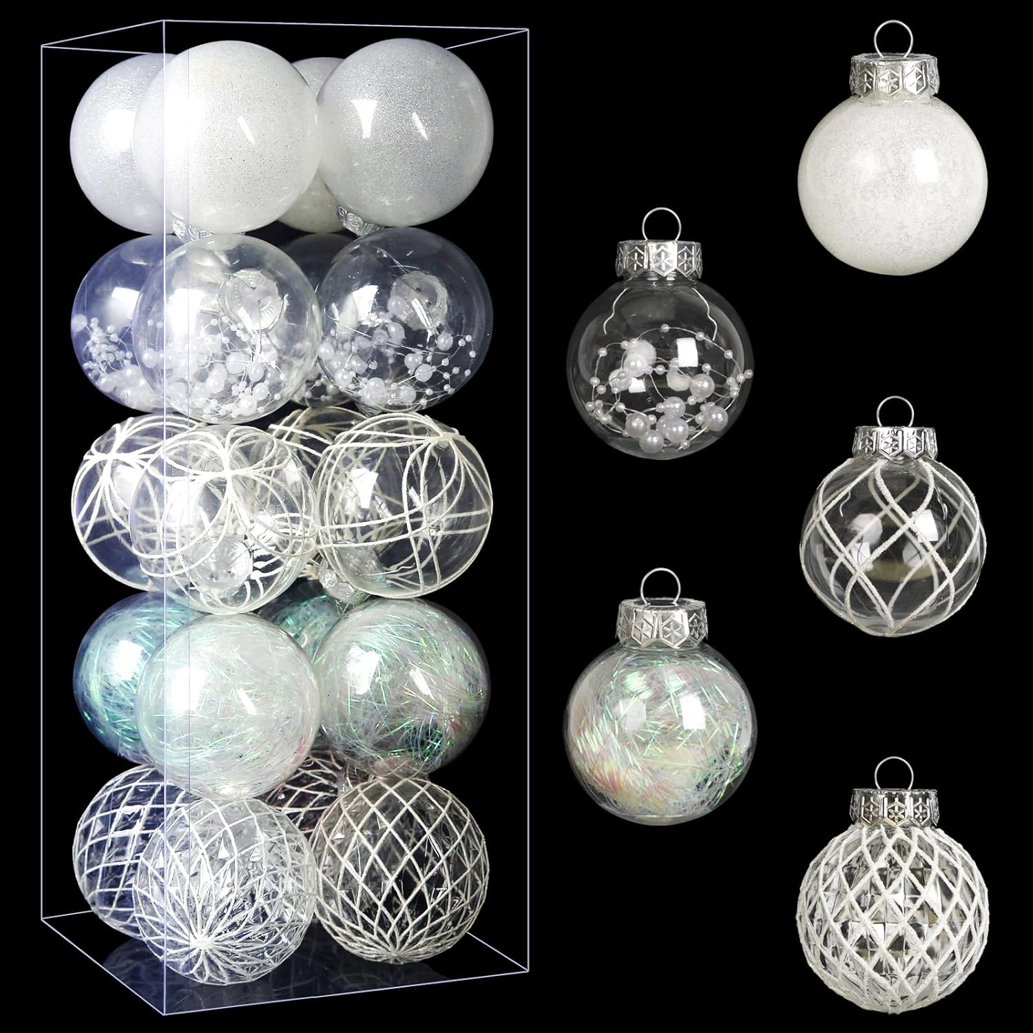 Ornaments - Christmas Ball Ornaments Set, 20ct Large Clear Shatterproof 80mm/3.15