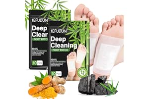 TUDIQE 20PCS Foot Pads, Natural Bamboo Vinegar Ginger Powder Foot Pad for Foot Care, Deep Cleansing Foot Pads