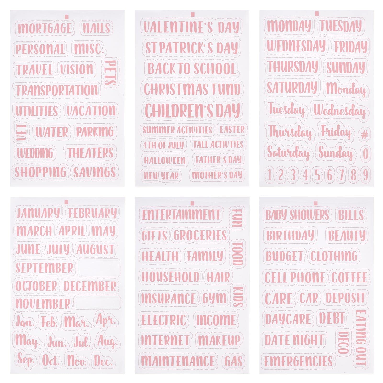 GORGECRAFT 117Pcs Cash Envelope Labels Stickers A6 Budget Binder Labels Budget Planner Pink Vinyl Envelope Decals Money Organizer Letter Stickers for Budgeting Saving Sinking Funds Daily Expenses