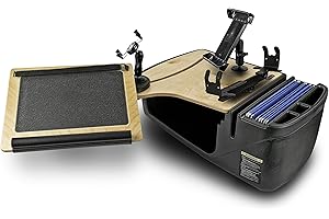 AutoExec AUE11092 Reach Front Seat Car Desk Birch Finish with Phone Mount, Printer Stand and Tablet Mount