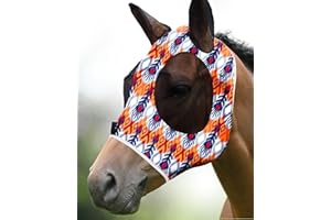 Harrison Howard Super Comfort Stretchy Fly Mask Large Eye Space with UV Protection Soft on Skin with Breathability Tribe Feather Full Size