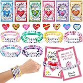 Sasylvia 25 Sets Valentines Day Cards with Valentines Friendship Bracelets and Heart Shaped Erasers Classroom Exchange Gift Class Prize for Friends Bestie Students School Party Favor