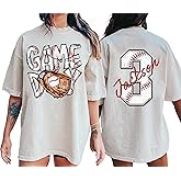 Julyly POD Personalized Baseball Mom Shirt with Kids Name and Jersey Number, Baseballs Shirts for Women, Baseball Clothes