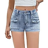 Aotasely Women's Stretchy Jean Shorts Mid Waisted Twill Shorts Stretch Junior Booty Denim Shorts with Pockets Club Night