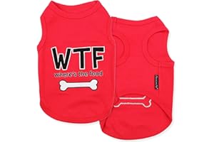 Parisian Pet Unisex Dog Tshirt - Embroidered “ WTF (Where’s The Food) “ Dog Shirt - Lightweight, Cotton Dog Tank Top- Sleeveless Dog Tee Shirts - Machine Washable Dog Shirt for Large Dogs - 3XL