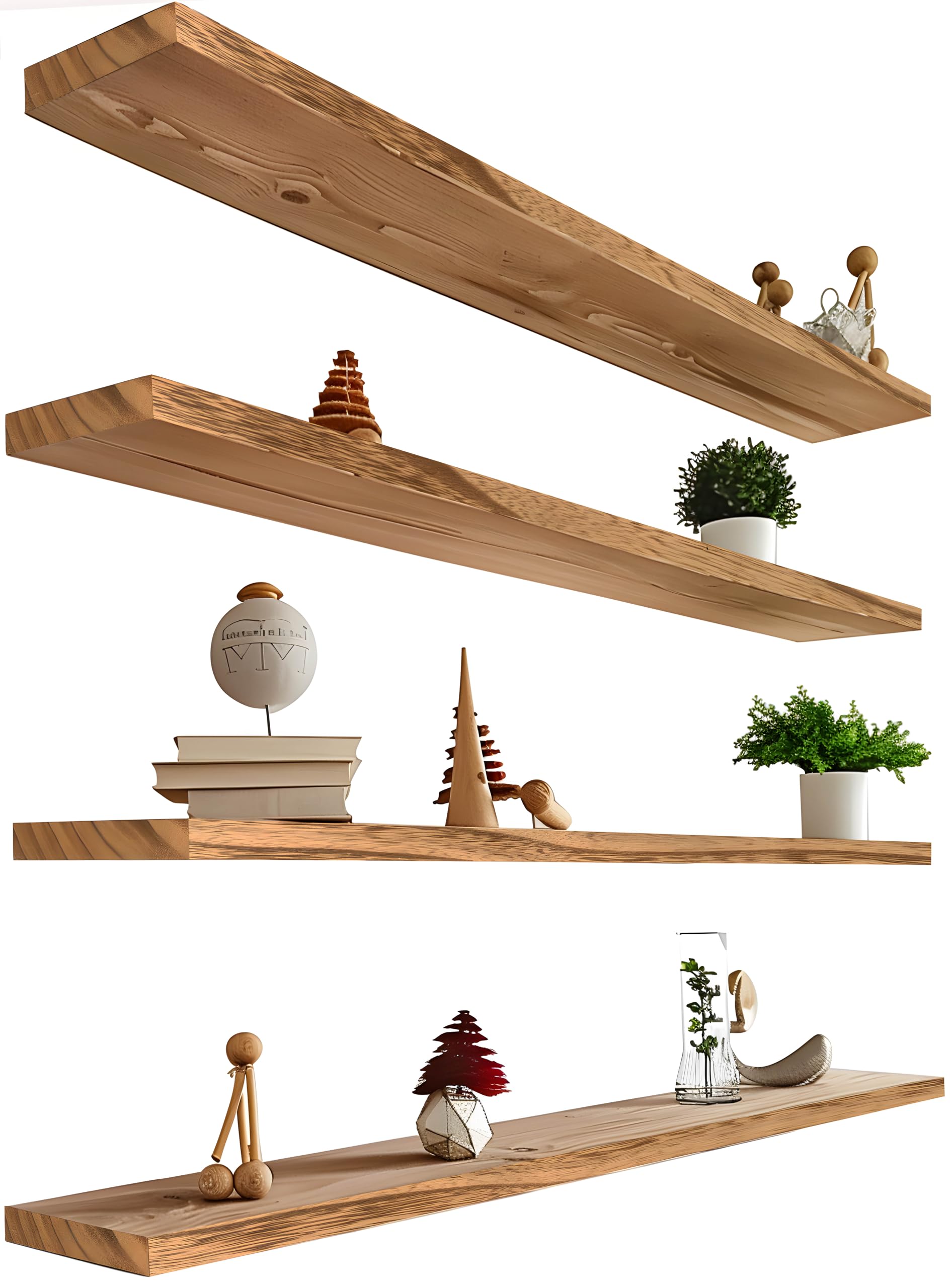Photo 1 of *Dented* GXYAWPJ 48 Inch Floating Shelves for Wall Rustic Light Wood Wall Shelves for Bedroom Set of 4