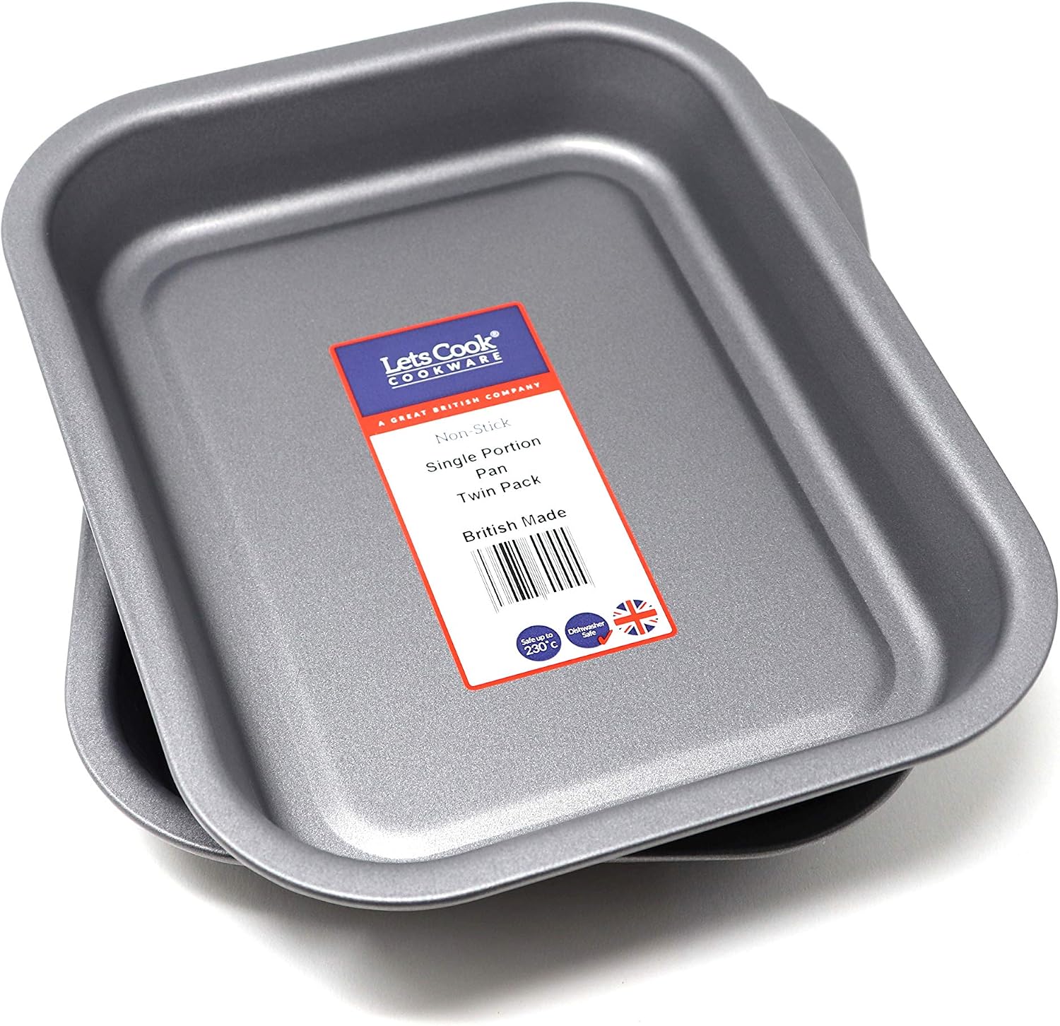 Lets Cook Cookware - 25cm Single Portion Individual Roasting Pans, Twin Pack (Set of 2), Teflon Non Stick, British Made