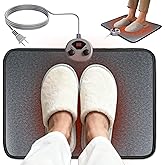 Foot Warmer, Heated Foot Mat Under Desk, 5 Temperature Settings & 7 Timer Settings, Auto Shut-Off & Fast Heating, Heated Foot Pad for Home & Office Use(Black Gray)