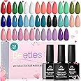 Beetles Gel Nail Polish Set 20 Colors White Black Nude Gel Polish with Gel Base Coat Matte&Glossy Gel Top Coat Trendy Colors Uv LED Lamp Gel Nails for Women