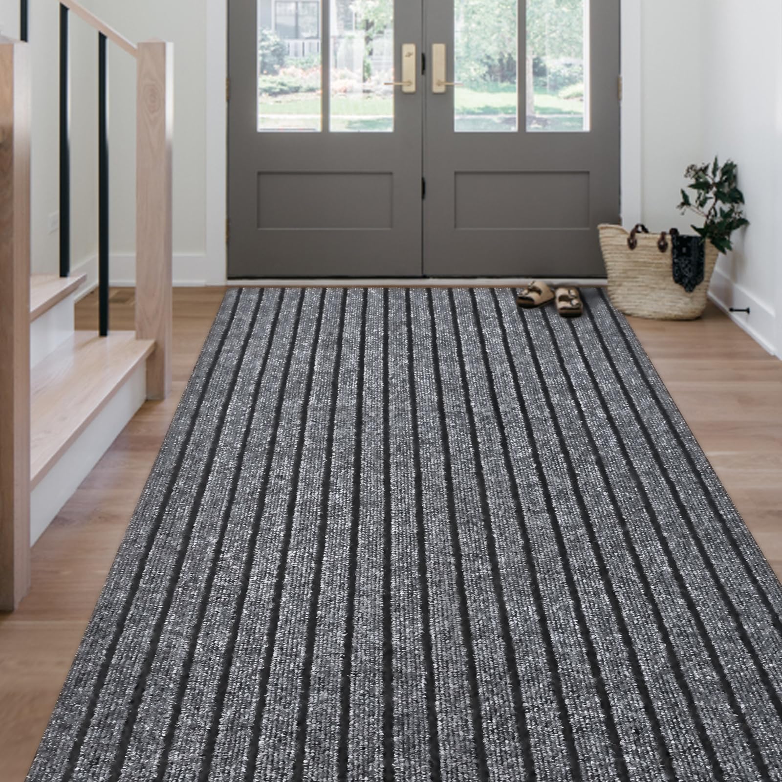 Morefany Outdoor/Indoor 2ft x 6ft Runner Rug, Hallway Custom Sizes Non-Slip Rubber Backing Area Runner Rugs Waterproof Carpet Rugs for Kitchen Entryway Balcony Garage Stair Laundry