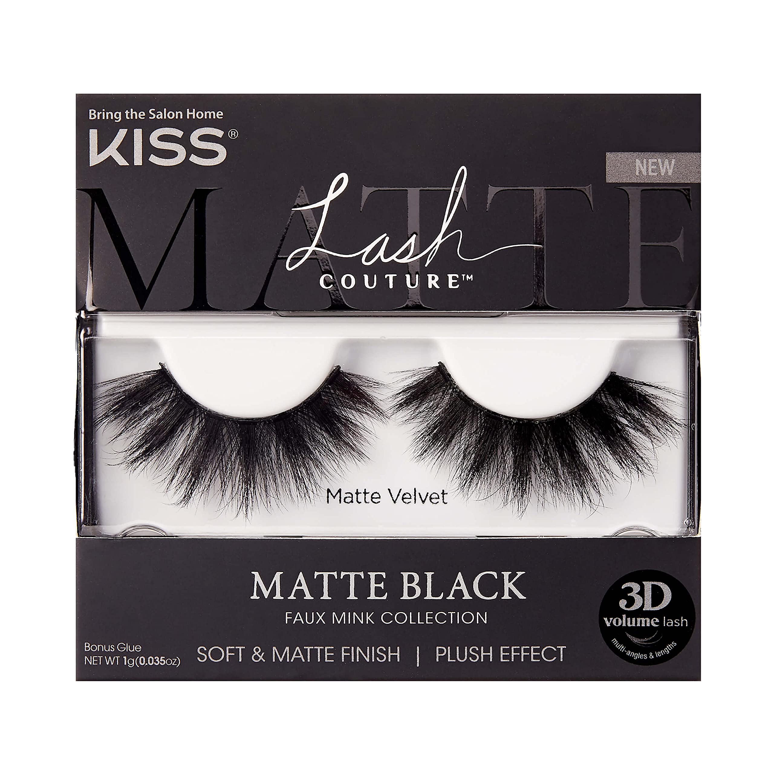 KISS Matte Black, False Eyelashes, 'Matte Velvet', 16mm, Includes 1 Pair Of Lash, Easy to Apply, Reusable Lash Clusters