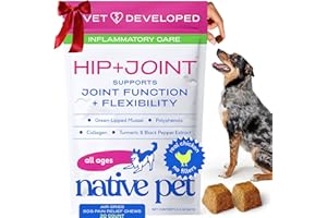 Native Pet Pain Relief for Dogs - Collagen for Dogs Promotes Joint Health, Reduce Inflammation & Stiffness - Senior Pup Joint Supplement - Natural Pain Reliever for Active & Aging Pets - 30 Chews