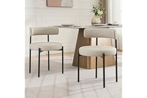 Forsalund Grey Dining Chairs Set of 2, Faux Leather Dining Chairs, Upholstered Kitchen and Dining Room Chairs, Mid-Century Modern Dining Chairs with Black Metal Legs