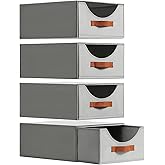 DIMJ Closet Organizers and Storage for Clothes- 4 Pack Stackable Storage Drawers with Handle Fabric Collapsible Containers Bi