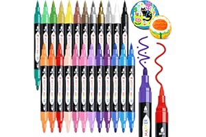 TBC The Best Crafts 24 Colors Dual Tip Acrylic Paint Markers,Waterproof, Non-Toxic, odorless, Suitable for Paper, Pottery, Stones, Backpacks, Glass, Christmas Gifts