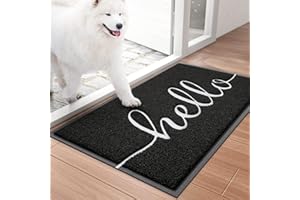 BeneathYourFeet Door Mat (30"x17.5",Black), Welcome Mat Low Profile Front Doormat Floor Mat Non Slip Rugs for Entryway, Patio, High Traffic Areas
