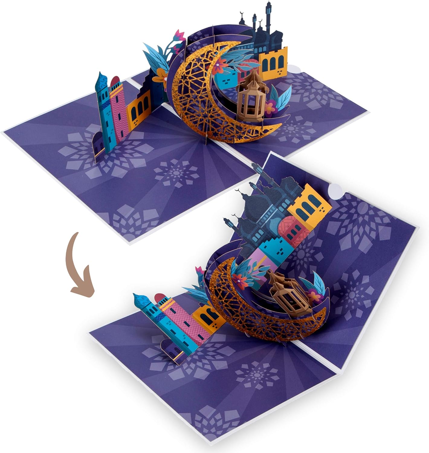 Cardology - Eid Mubarak Pop Up Card, Gold, 15cm x 20cm - Image 4