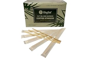 1000 Count | KingSeal Individually Paper Wrapped Bamboo Coffee Stir Sticks, 5.5 inches, Square End, 100% Renewable and Biodegradable - 2 Boxes x 500