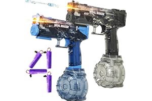 HAIIUZHI 2 Pack Electric Water Guns with LED Light, Automatic Squirt Guns for Adults and Kids, Long Range up to 28FT, High Powered Water Blasters, Waterproof Summer Pool Beach (4 Rechargeable Batteries)