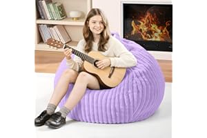Homguava 2FT Bean Bag Chair, 2' Small Bean Bags with Memory Foam Filled, Beanbag Chairs with Machine Washable Cover Dutch Corded Plush Cover for Classroom,Living Room,Bedroom-Purple
