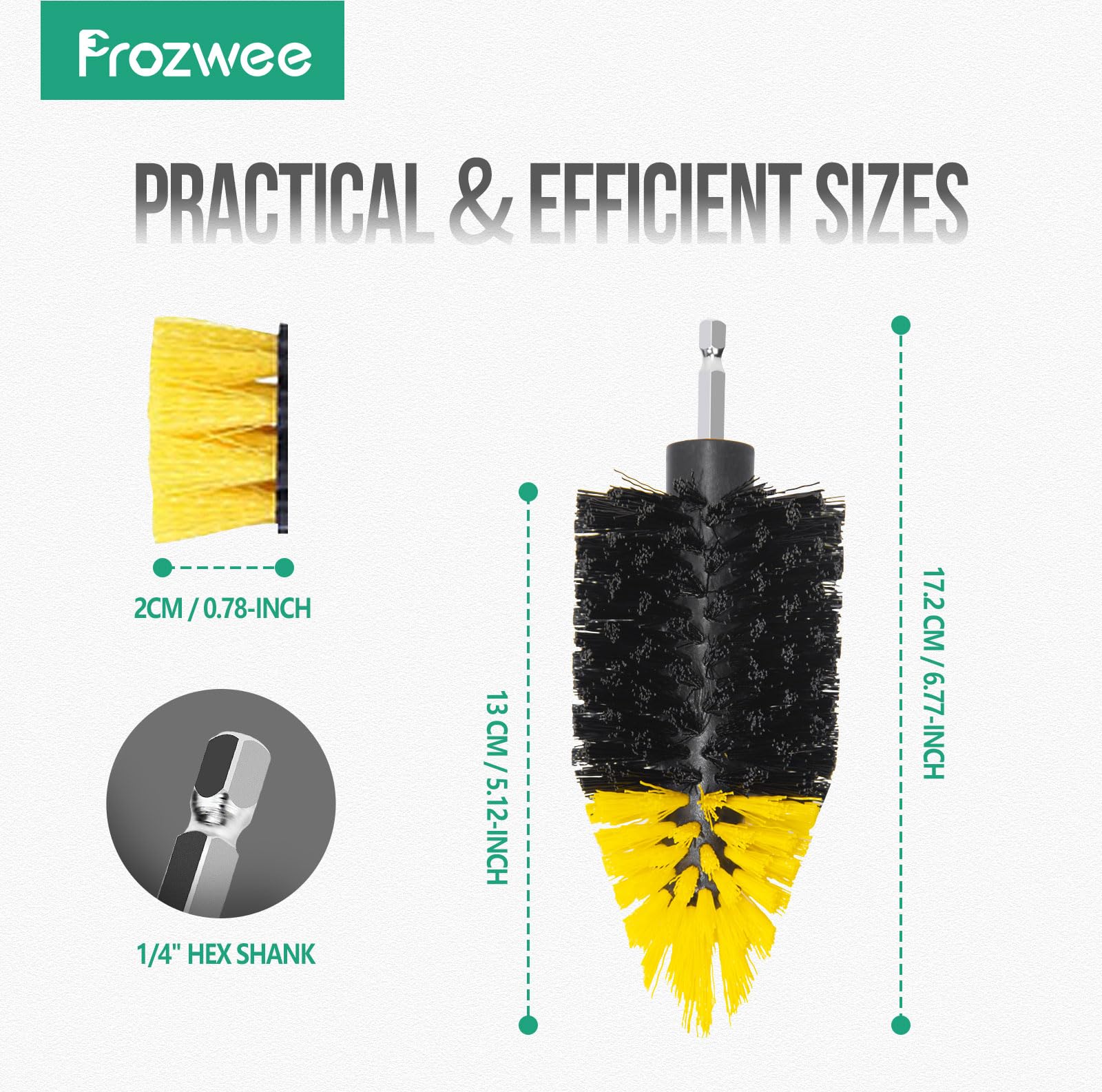 Prozwee 2PACK Tile Corner Drill Brush,Upgraded Powerful Scrubber Brush Made to Tackle Corner Stains,Cleaning Corner of Grout, Tiles, Sinks, Bathtub, Bathroom, Kitchen