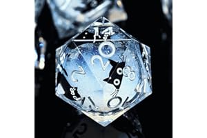 Froggod Liquid Core Cat DND Dice Set 7Pcs with Box- Sharp Edge D&D Dice with Gift Box, for Dungeons and Dragons RPG MTG D and D Role Playing Resin White