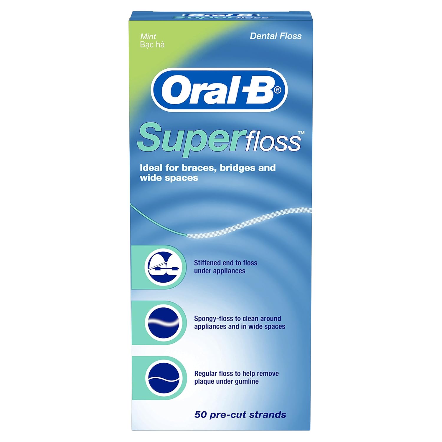 OralB Super Floss Mint Dental Floss PreCut Strands 50,Pack of 6