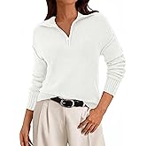PRETTYGARDEN Women's Fall Quarter Zip Pullover Sweaters 2026 Dressy Casual Long Sleeve V Neck Collared Knit Jumper Tops