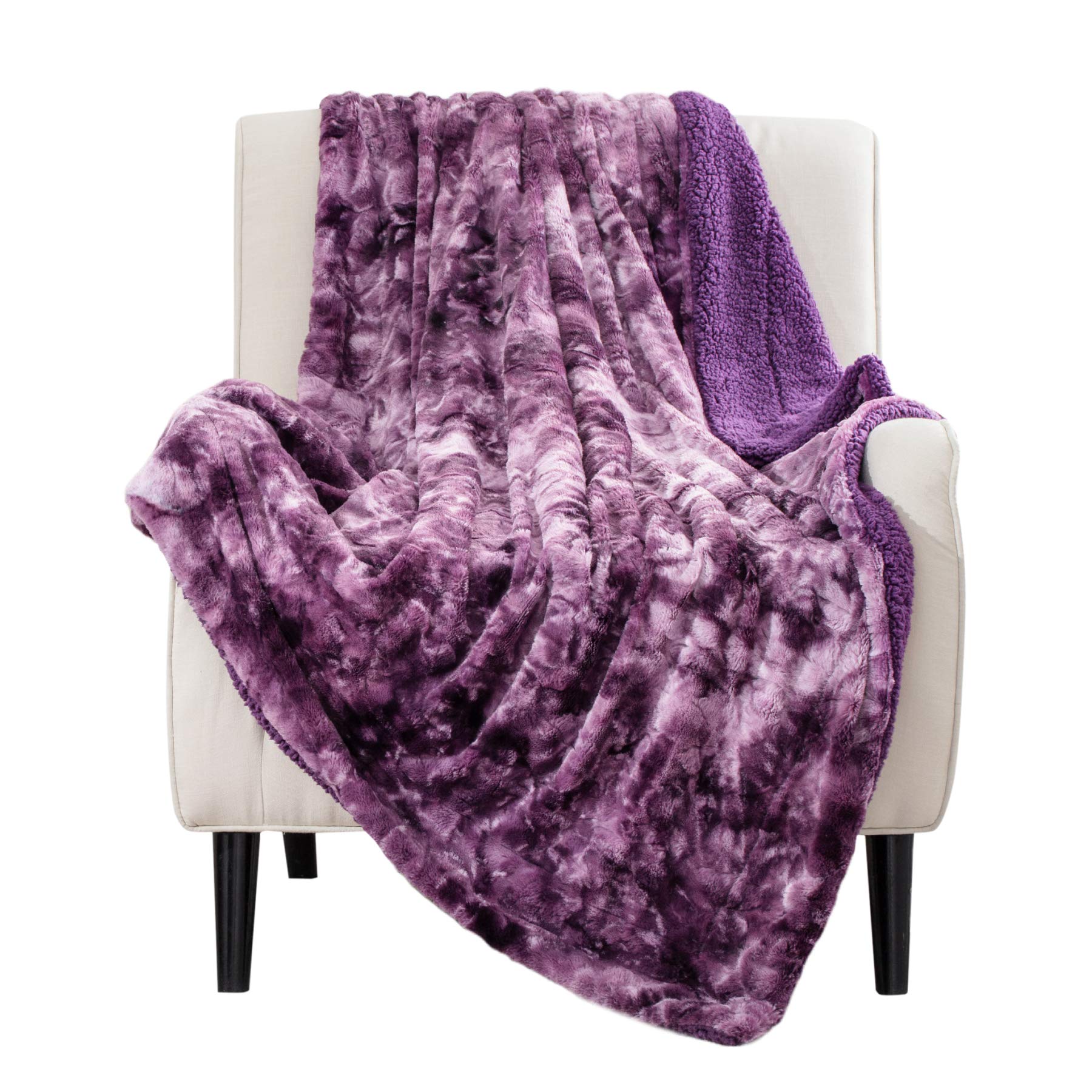 Bedsure Faux Fur Reversible Tie Dye Sherpa Throw Blanket For Sofa 