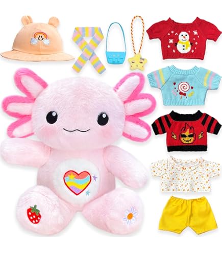 Amazon.com: KUMANEKO Cute Axolotl Plush Gift Set with 12 Pcs