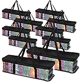 Woanger 10 Pieces CD Storage Bags Transparent PVC DVD Storage Cases Water Resistant CD DVD Holder with Handles and Zipper Clear Media Organizer for Albums Video Games(Black)