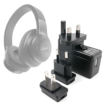 DURAGADGET Kit De Adaptadores Con Cargador Para Auriculares JBL E55BT (2017) / JBL E55BT