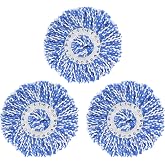 3 Pack 360&deg; Spin Magic Mop Replacement Head, Round Shape Standard Size Microfiber Mop Head Refills for Hurrica Mopnado EGOFLEX Hapinnex Casabella and Other Brands