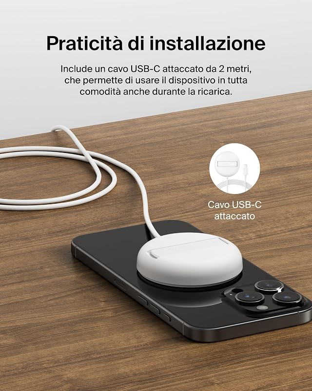 BoostCharge Pro Caricatore Wireless Magnetico 15W, Base con Supporto